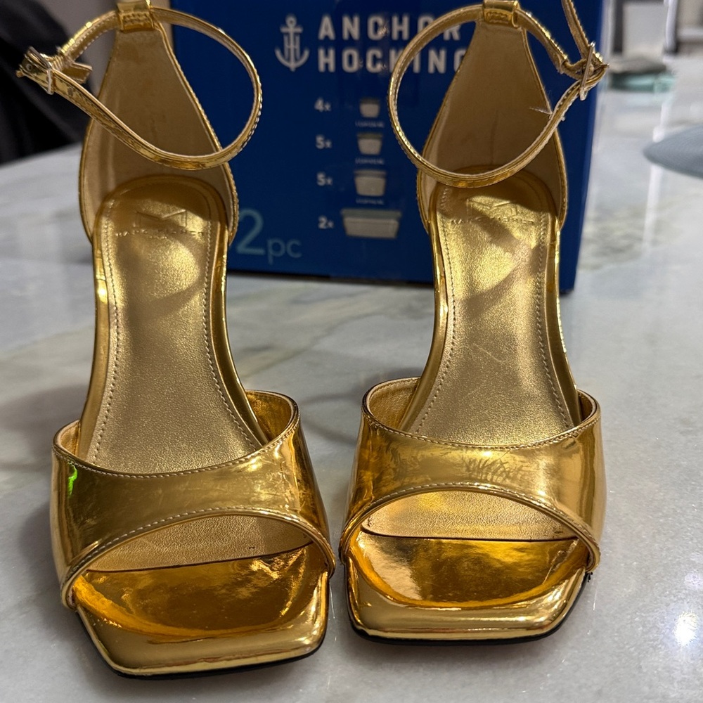 Marc Fisher Gold Wedge Heels